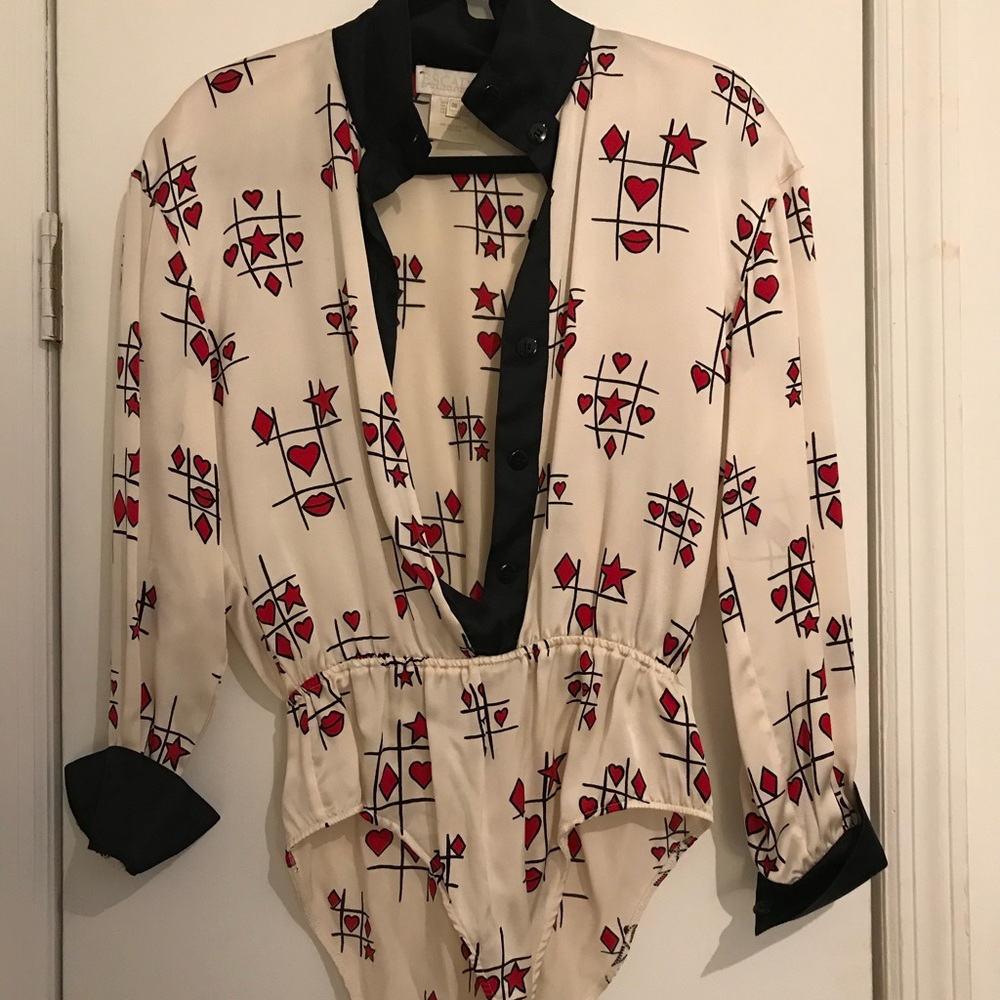 Vintage Escada Silk Solitaire Leotard Button Down